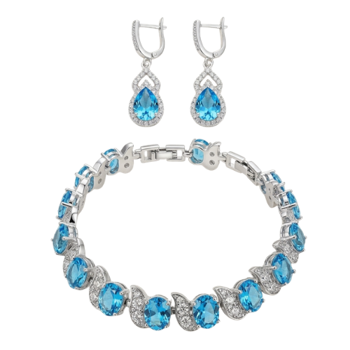 Blue Aquamarine Jewelry Set
