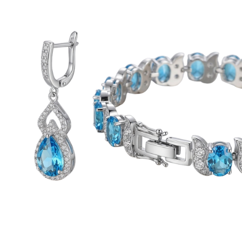 Blue Aquamarine Jewelry Set